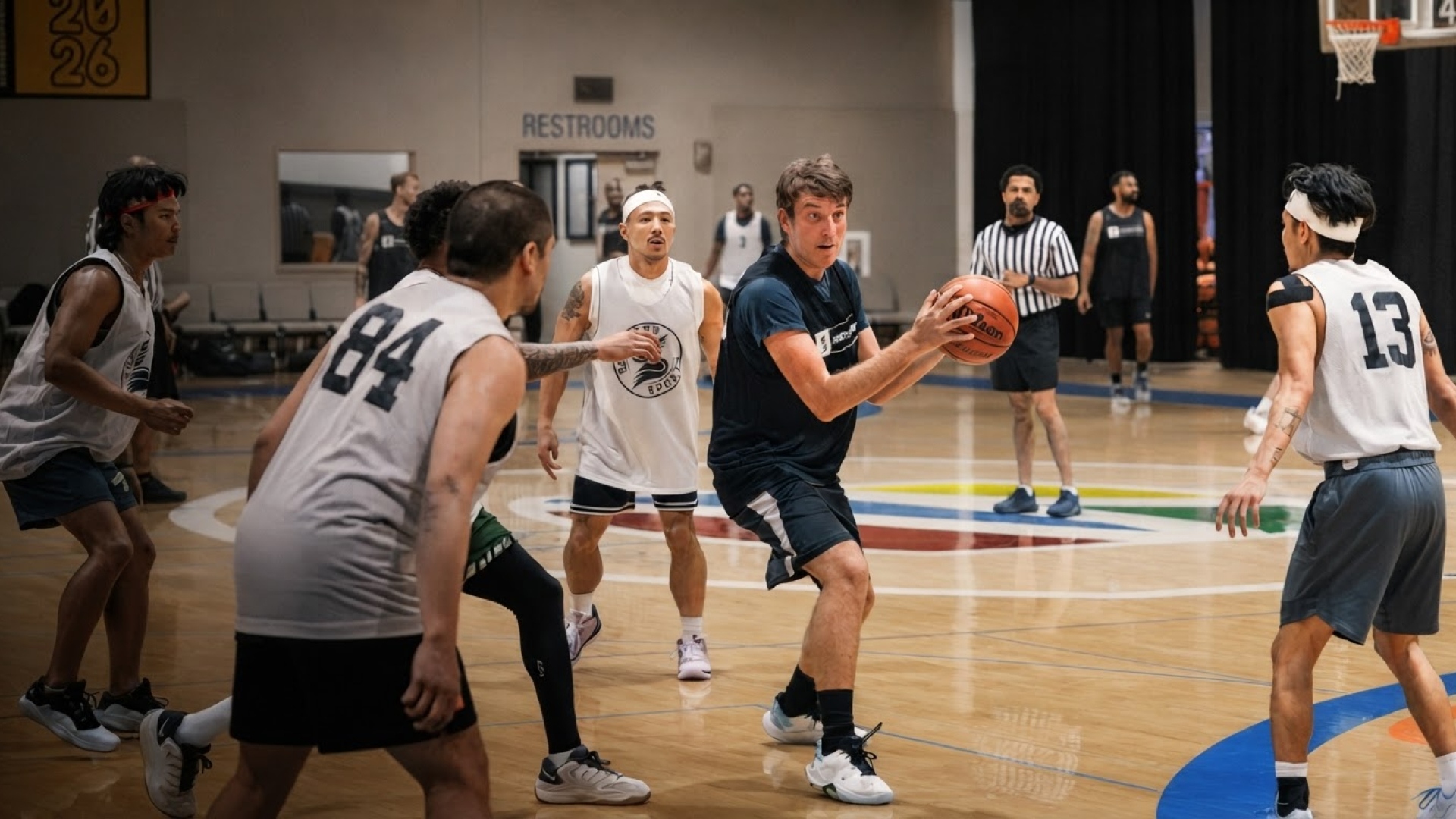 Group of guys playing basketball
